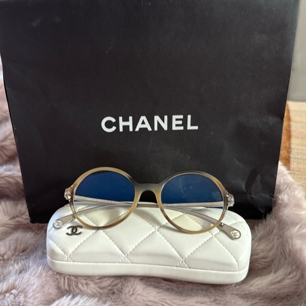 CHANEL eyeglass frames, case and lens cloth.